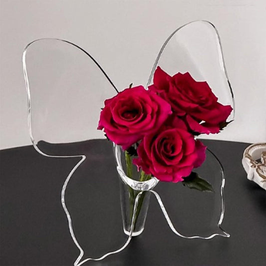 Clear Butterfly Frame Vase, Art Flower Holder